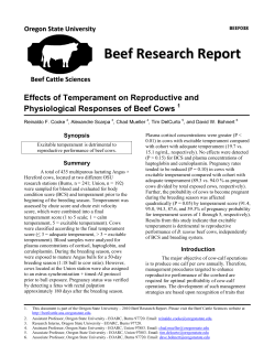 Effects of temperament on reproductive and physiological responses of beef cows.