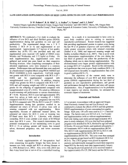 Late gestation supplementation of beef cows: effects on cow and calf performance.