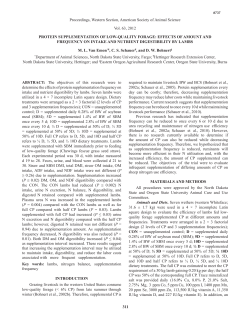 Protein Supplementation of Low-Quality Forage: Effects of Amount and Frequency on Intake and Nutrient Digestibility by Lambs.