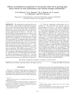 Efficacy of laidlomycin propionate in low-protein diets fed to growing beef steers: Effects on steer performance and ruminal nitrogen metabolism