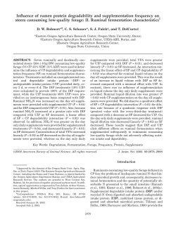 Influence of rumen protein degradability and supplementation frequency on steers consuming low-quality forage: II. Ruminal fermentation characteristics.