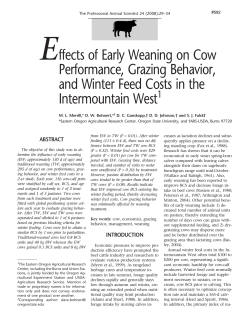 Effects of early weaning on cow performance, grazing behavior and winter feed costs