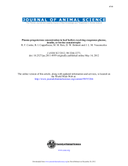 Plasma Progesterone Concentration in Beef Heifers Receiving Exogenous Glucose, Insulin, or Bovine Somatotropin