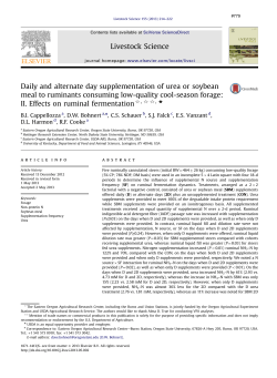 Daily and Alternate Day Supplementation of Urea or Soybean Meal to Ruminants Consuming Low-Quality Cool-Season Forage: II - Effects on Ruminal Fermentation.
