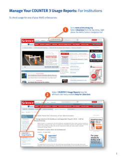 For Institutions - COUNTER 3 Usage Reports Manual