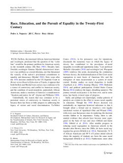 "Race, Education, and the Pursuit of Equality in the Twenty-First Century"