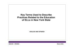 Key Terms Used to Describe Practices Related to the Education of ELLs in New York State in English and Spanish