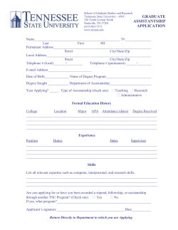 Graduate Assistantship Application