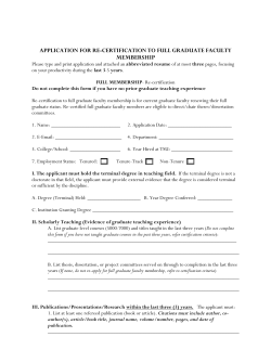 Re-Certification to Full Graduate Faculty Membership