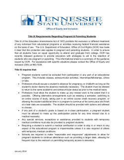 Title IX Requirements Regarding Pregnant Parenting Students
