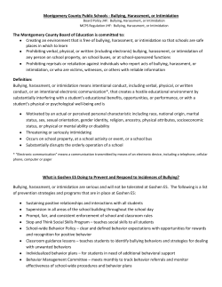 MCPS-Bullying, Harassment, or Intimidation-Board Policy JHF MCPS Regualtion JHF