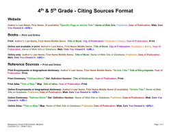 Citation Format 4th 5th Grade