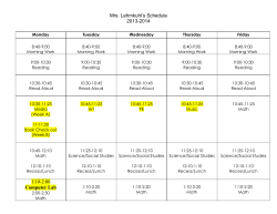 2013 Lehmkuhl Schedule