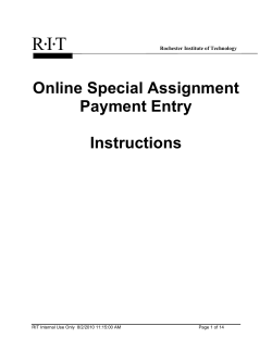 Online Special Assignment Entry Instructions