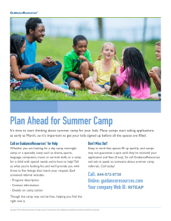 Plan Ahead for Summer Camp