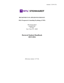 Counseling Psychology Student Handbook