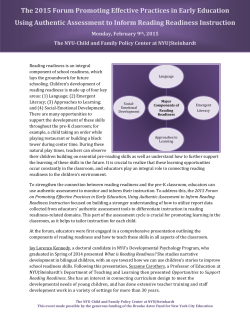 Using Authentic Assessment to Promote Preschoolers Reading Readiness