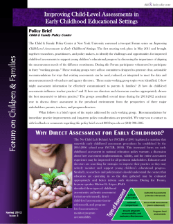 Improving Assessment in Early Childhood Educational Settings: Highlights from our Working Groups