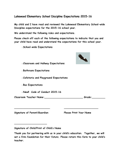 Discipline Expectations 2015-2016