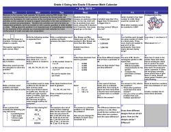 Math Calendar for 4th Grade