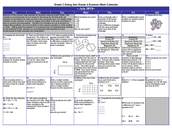 Math Calendar for 3rd Grade