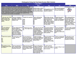 Math Calendar for Kindergarten