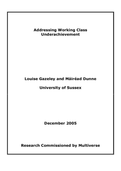 Addressing Working Class Underachievement: Final Report [PDF 99.68KB]