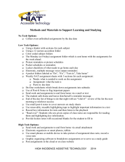 Methods and Materials to Support Learning and Study Skills