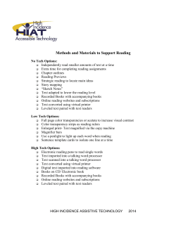 Methods and Materials to Support Reading