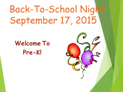 PK Back to School Night Presentation