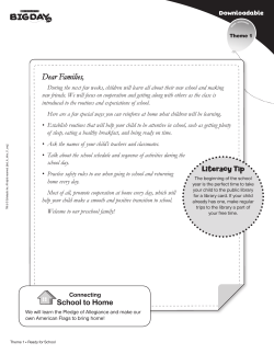 Theme 1 - Ready for School Newsletter