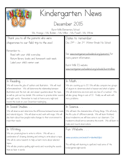 Kindergarten December Newsletter 2015