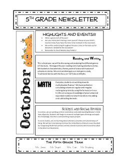 5th October Newsletter