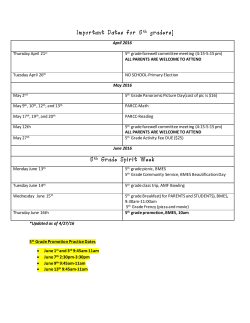 Important Dates for 5th Graders