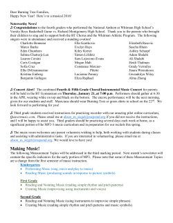 Music Newsletter: &nbsp;January 15, 2016