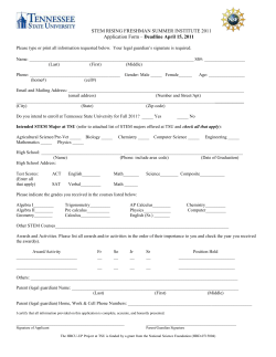 STEM Rising Freshman STEM Application