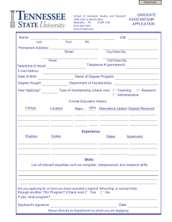 Graduate Assistantship Application