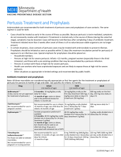 Pertussis Treatment and Prophylaxis (PDF: 50KB/1 page)