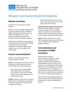 Measles Vaccination Recommendations (PDF)