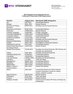 Shanghai Core Curriculum Equivalency Chart