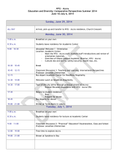 2014 Itinerary