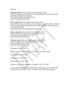 Sample 2014 Itinerary