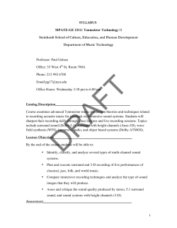 Draft Syllabus Tonmeister Studies II