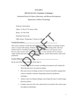 Draft Syllabus Tonmeister Studies I