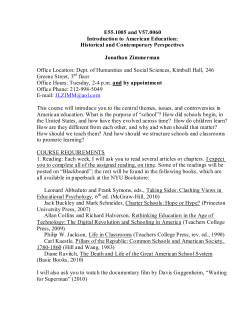 Syllabus - Introduction to American Education: Historical and Contemporary Perspectives