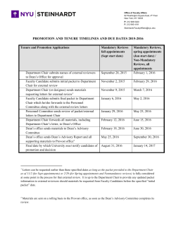 Promotion and Tenure Timelines and Due Dates 2015-2016