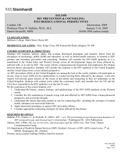APSY-GE.2450 HIV PREVENTION & COUNSELING: PSYCHOEDUCATI)NAL PERPECTIVES (S2009)