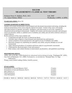 APSY-GE 2140 MEASUREMENT: CLASSICAL TEST THEORY (F2009)