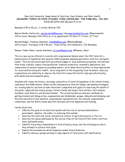 Syllabus: E33.2244 Food Sociology: The Farm Bill--Fall 2011