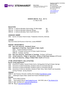 Marion Nestle CV, March 2016
